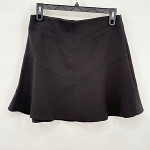 Loft Ann Taylor Black Chevron Stitched Flounce Mini Skirt 12P NWT 21450457